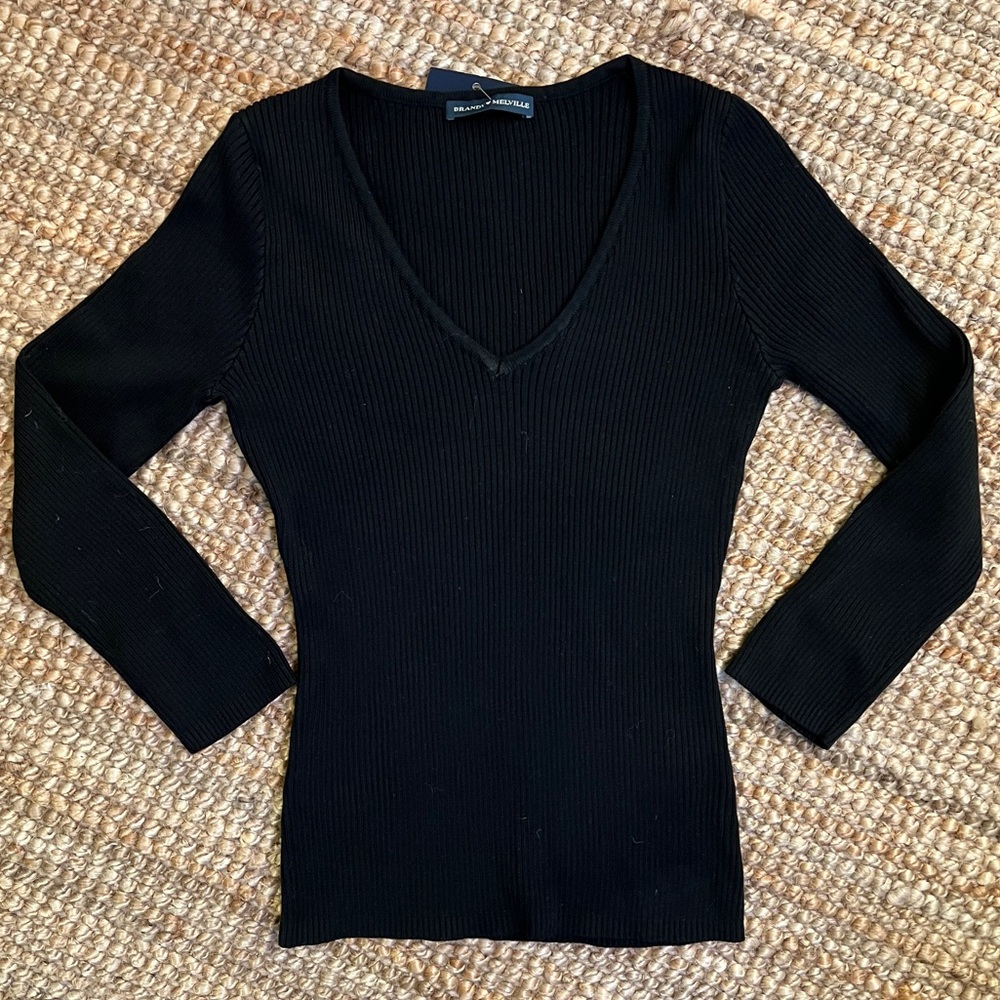 Black V-Neck Sweater 100% Cotton